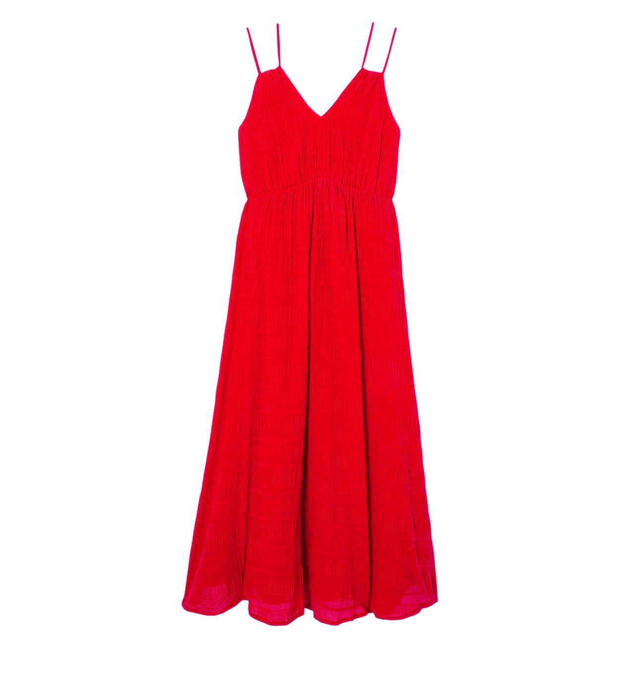 Robe mi-longue à bretelles - Rouge