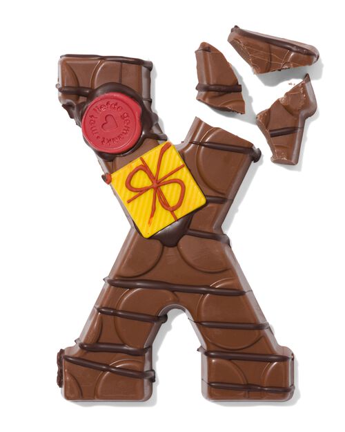 lettre X en chocolat au lait décorée à la main 200g