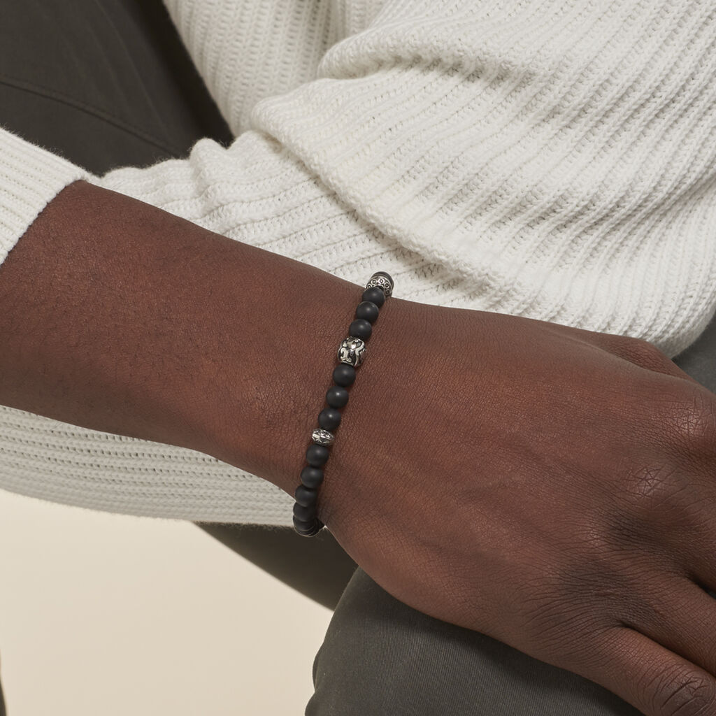 Bracelet Labhras Acier Blanc Agate