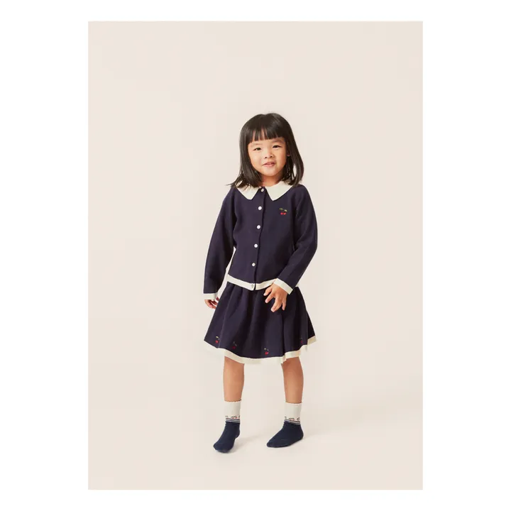 Konges Sløjd Cardigan Col Claudine Tricot Coton Bio Venton | Bleu marine