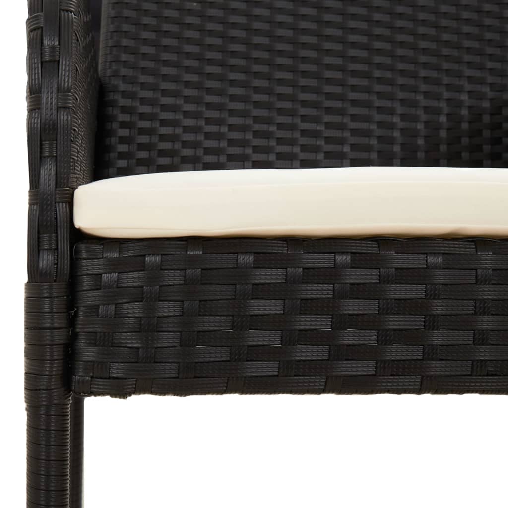 Mobilier à dîner de jardin et coussins 5 pièces noir résine tressée