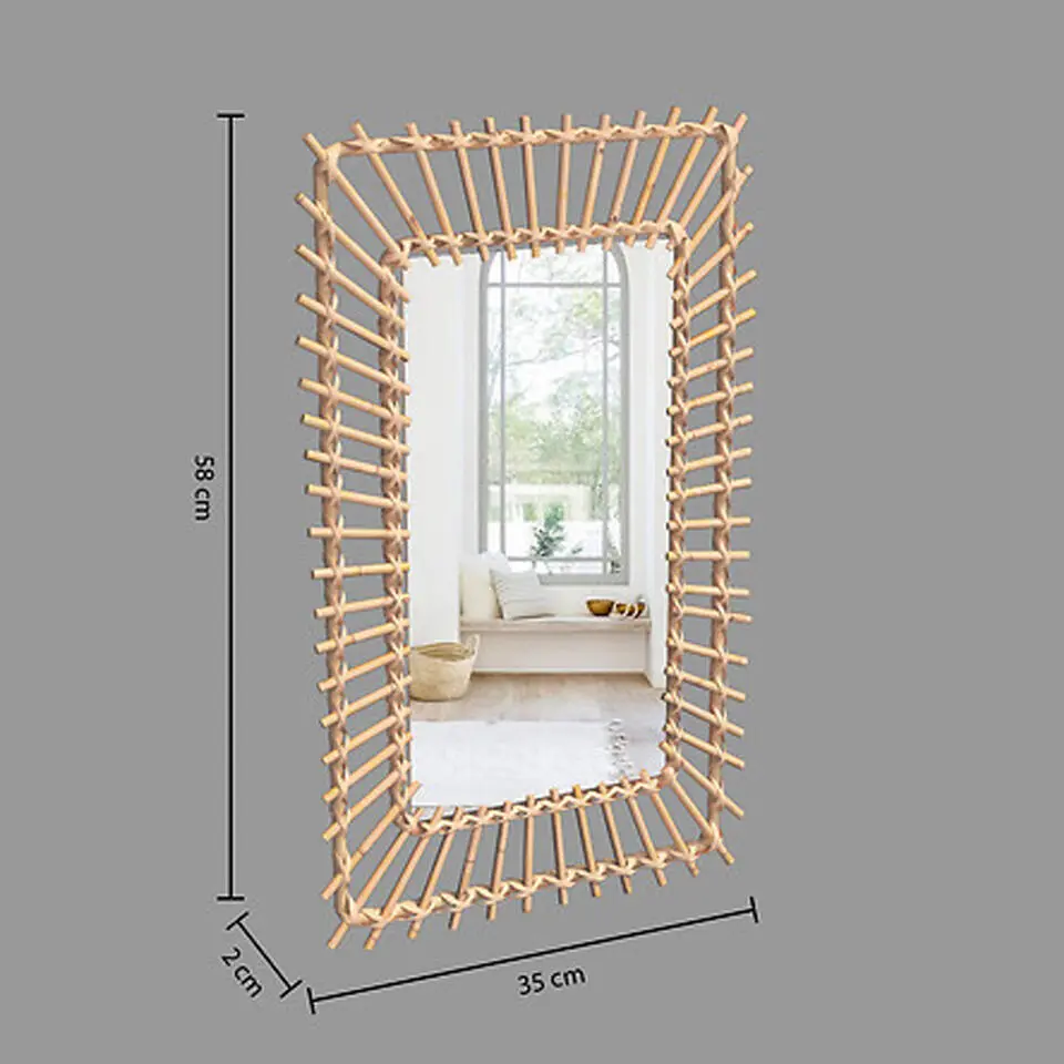 Atmosphera Wandspiegel Leonie - Boho/ibiza stijl - rotan