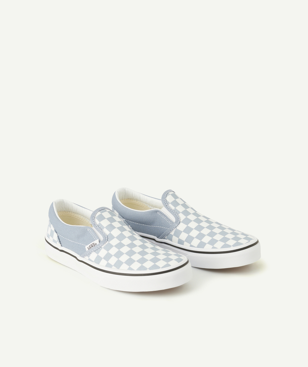 VANSchaussures classic slip-on enfant imprimé checkerboard bleu ciel