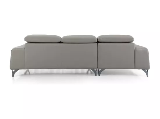 Canapé d'angle en cuir KARL Beige - Angle Droit