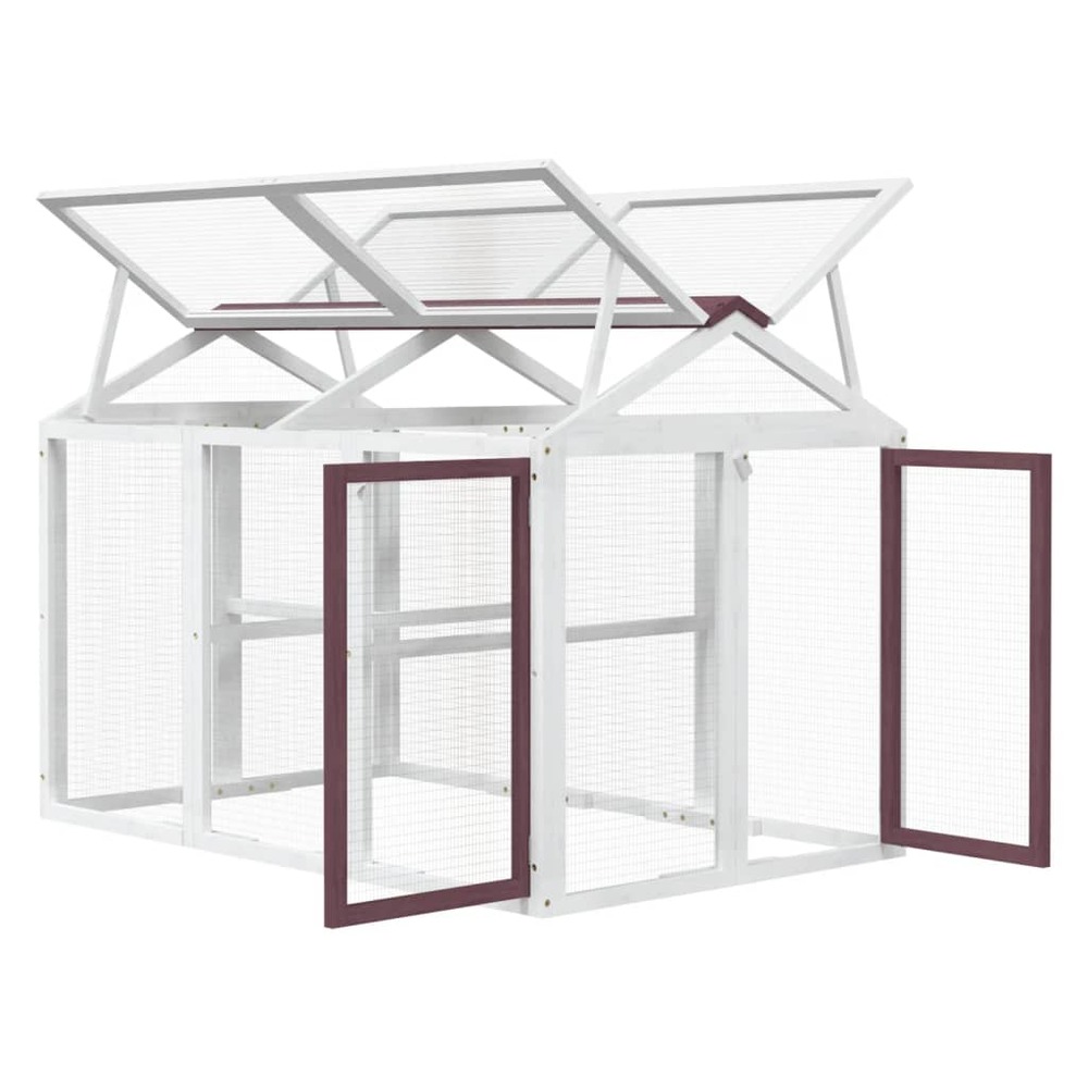 Enclos animaux moka 141x94x104 cm bois massif de pin