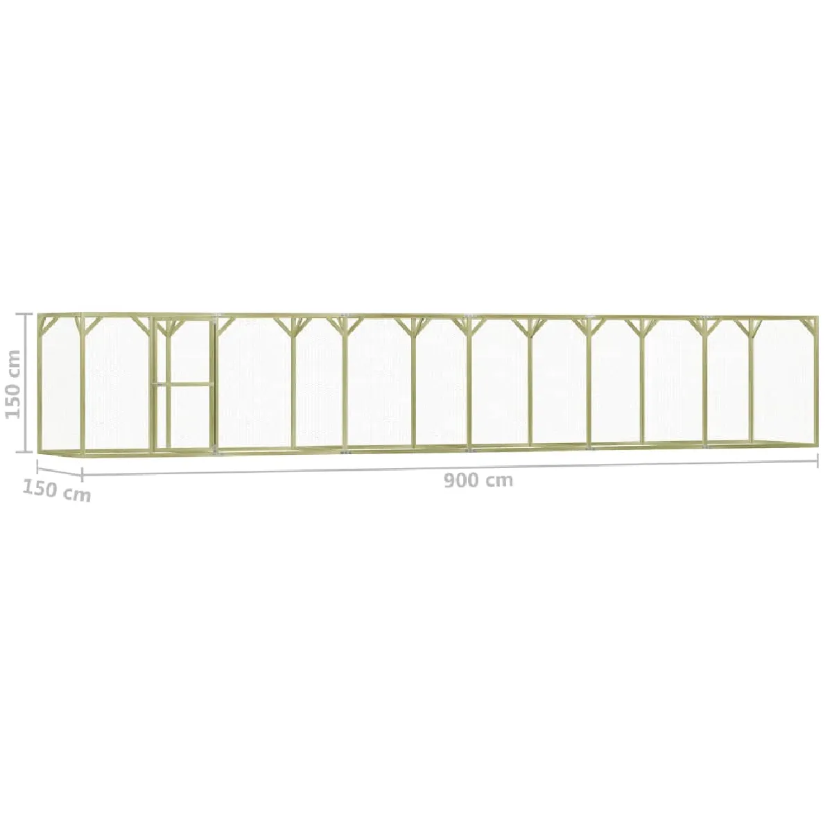 vidaXL Poulailler extérieur - Pinède imprégnée - 1,5 x 9 x 1,5 m