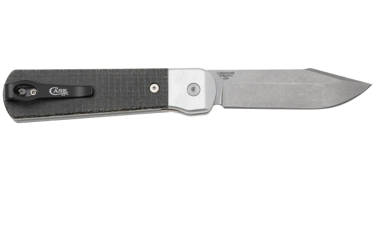 Case Longhouse 50910 Stonewashed CPM 20CV Black Burlap Micarta, zakmes