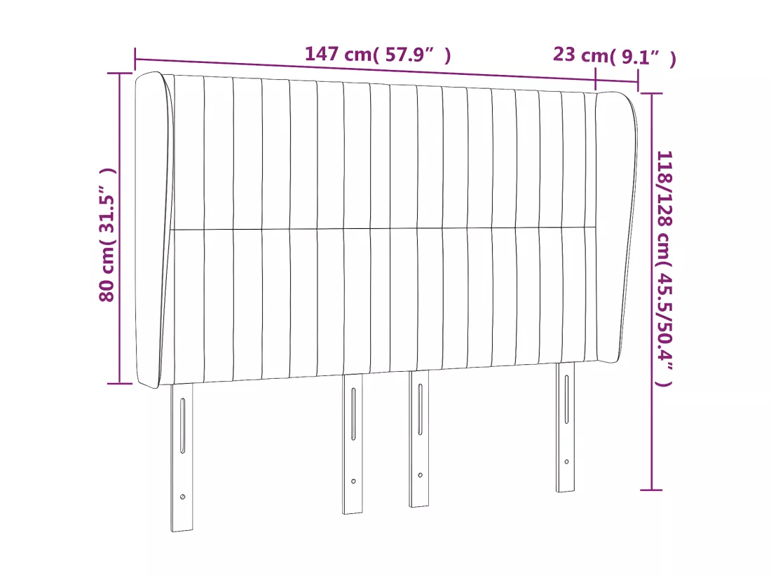 Tête de lit avec oreilles Taupe 147x23x118/128 cm Tissu