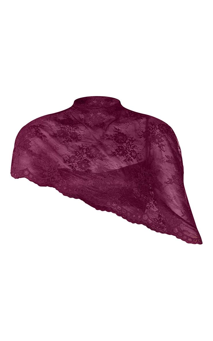 Prune Haut Cape En Dentelle Profonde Ensemble Coordonné