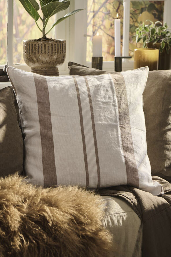 Ib Laursen Pude natur m/brune striber Multi