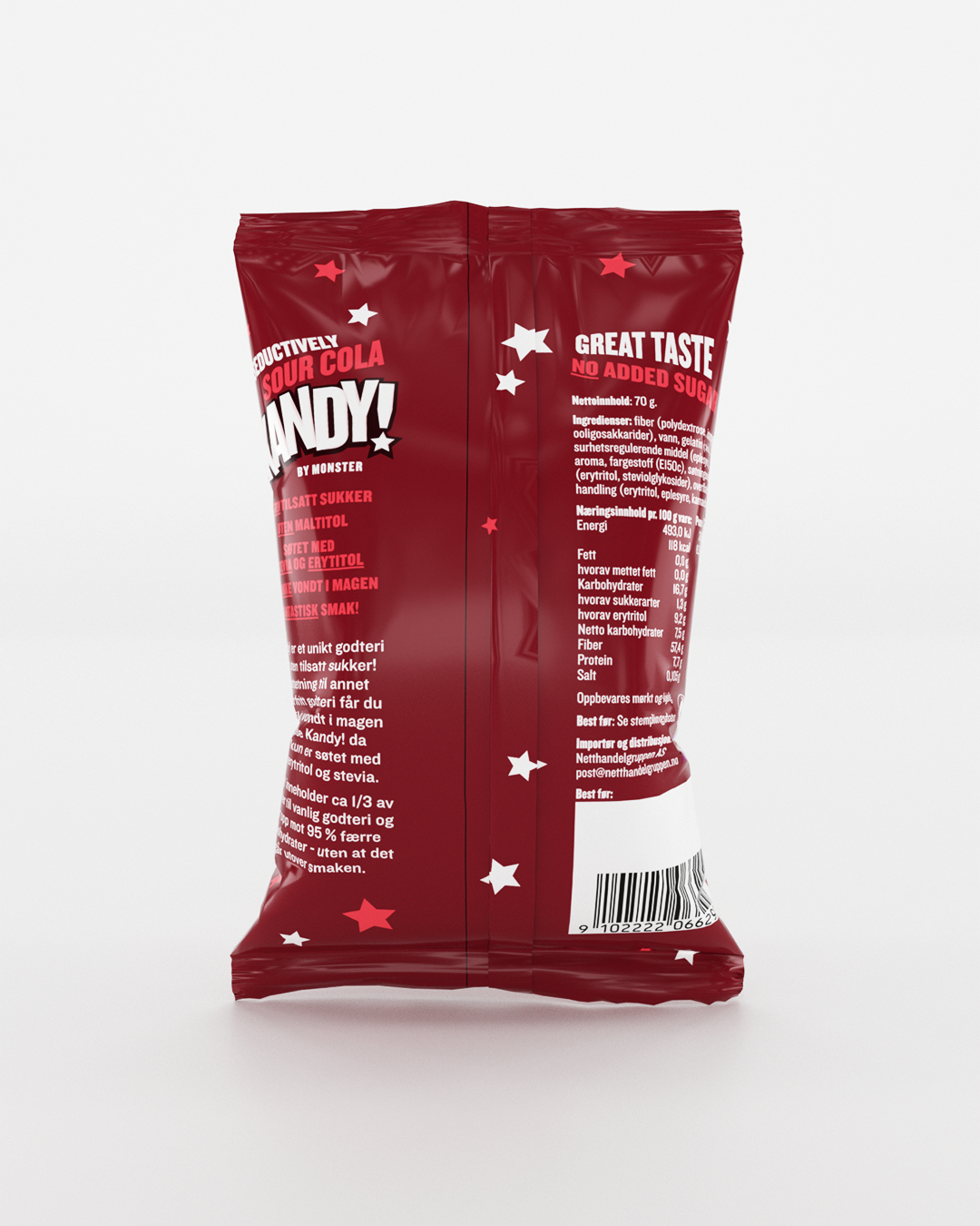 KANDY! Sour Cola 10x70g – Sukkerfritt godteri