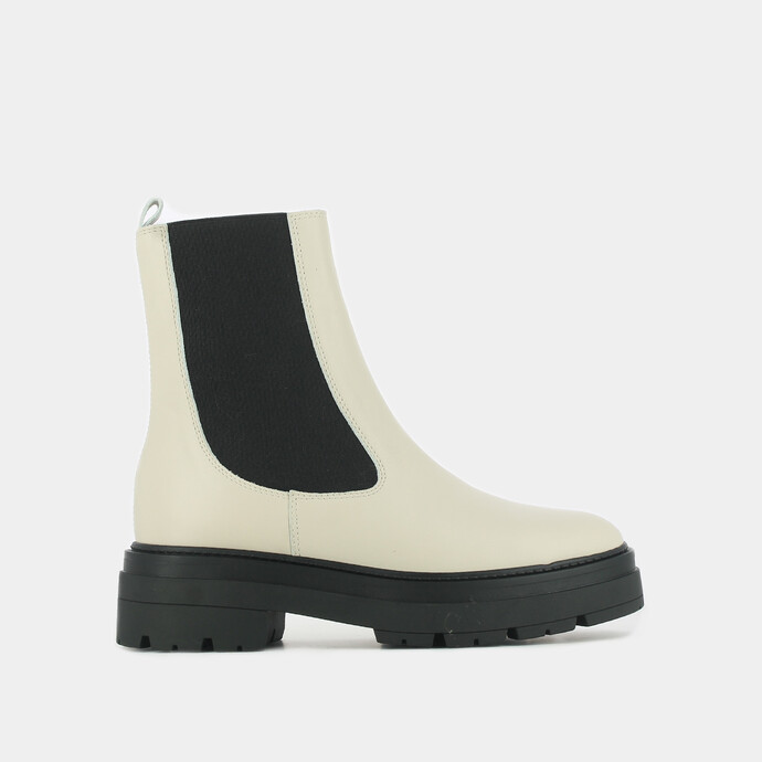 Bottines à plateformes  en cuir écru