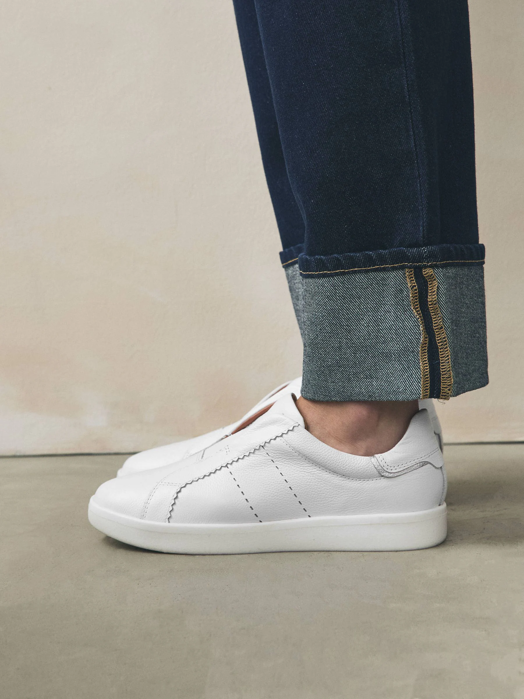 Wit - Signature Premium Leather Laceless Slip-On Trainers