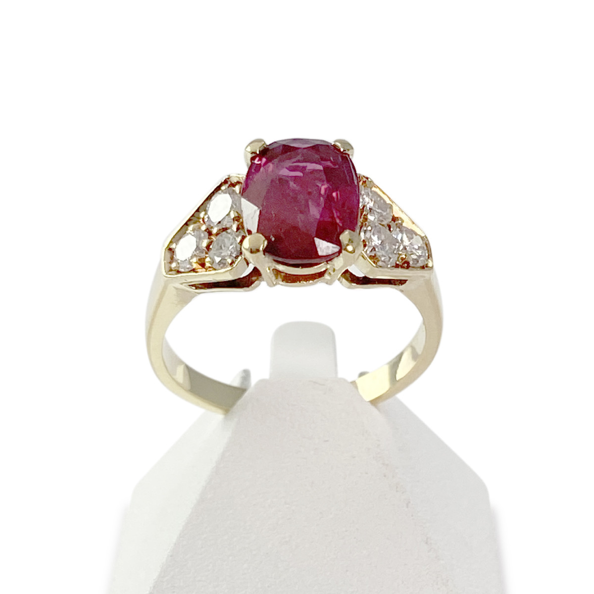 Bague d'occasion or jaune rubis diamants