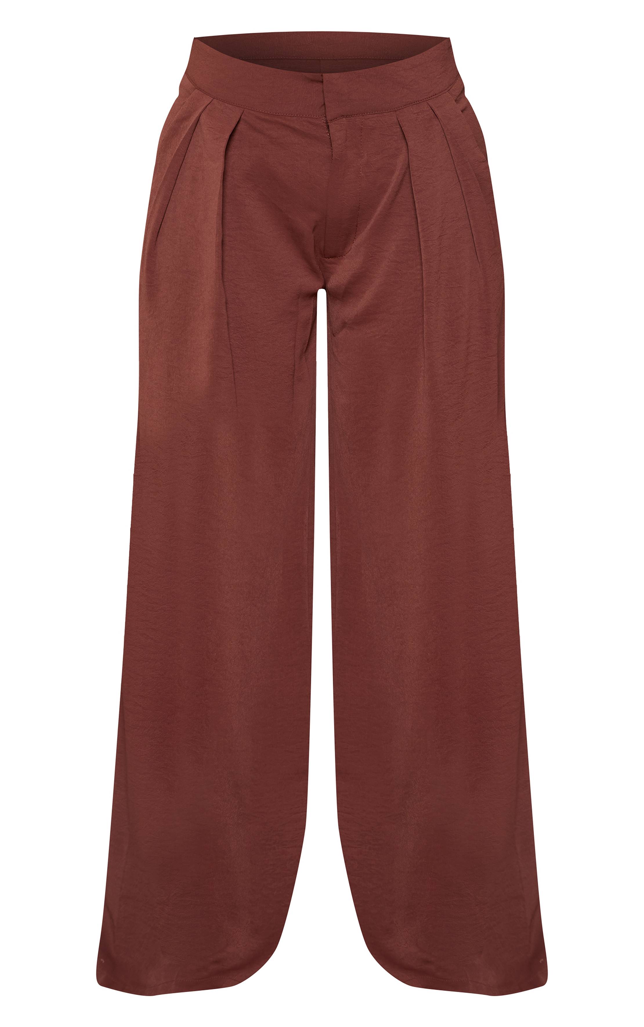 Deep Chocolate Pantalon Large À Double Pli En Tissu Fluide Petite