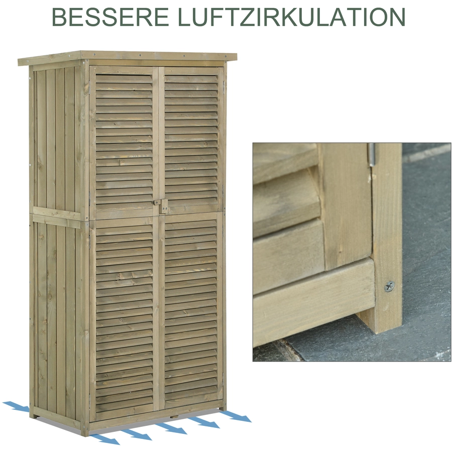 Outsunny Geräteschuppen mit 4 Fächer grau