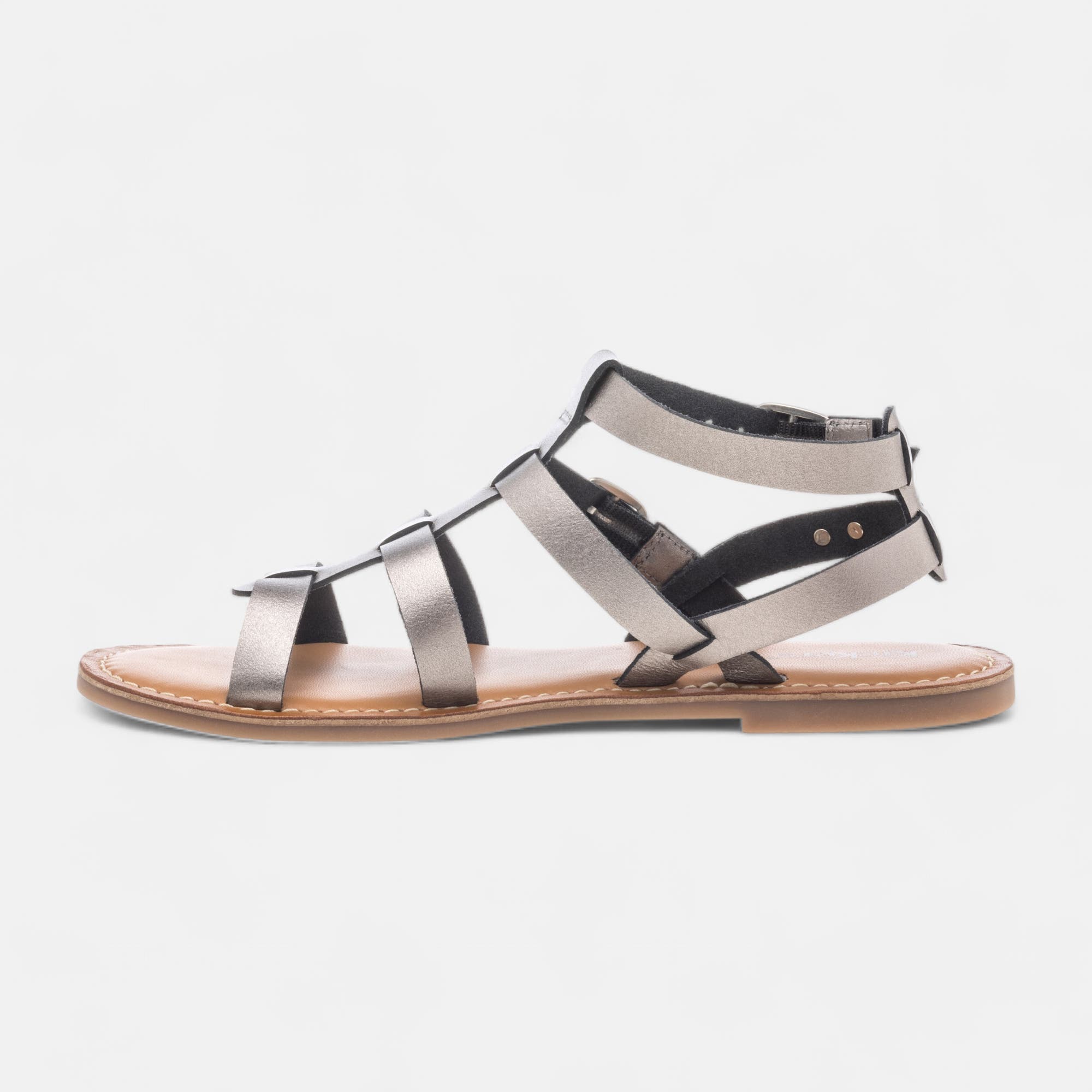 Nu-pieds Femme en cuir argent