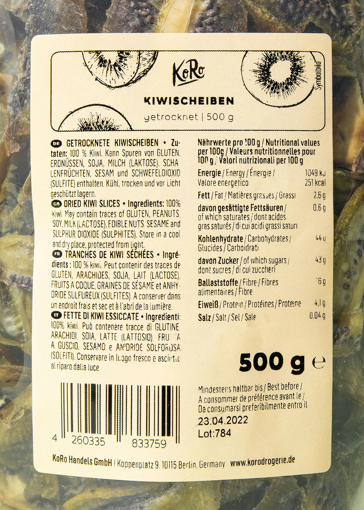 Getrocknete Kiwi 500 g
