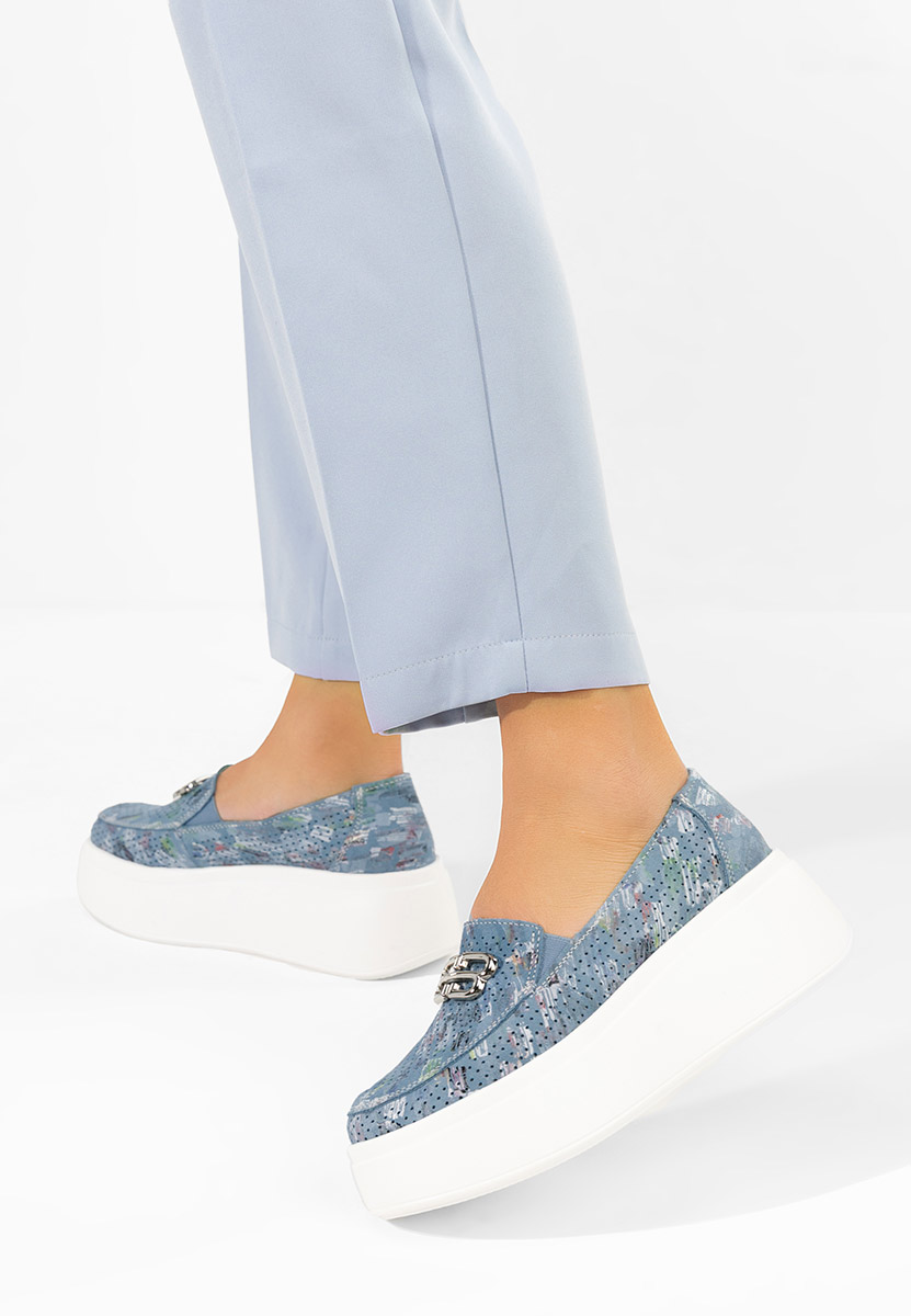 Mocassins femme en cuir bleus Brinleya