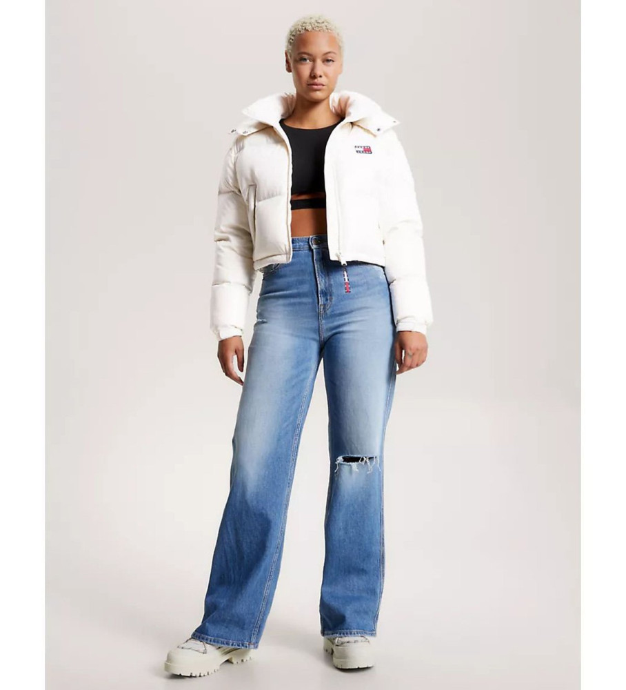 Anoraque acolchoado leve Tommy Jeans, preto e branco.