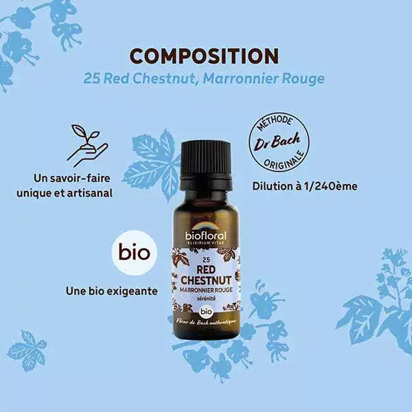 Biofloral 25 Grânulos de Castanha Vermelha Orgânicos - Floral de Bach 19,5g