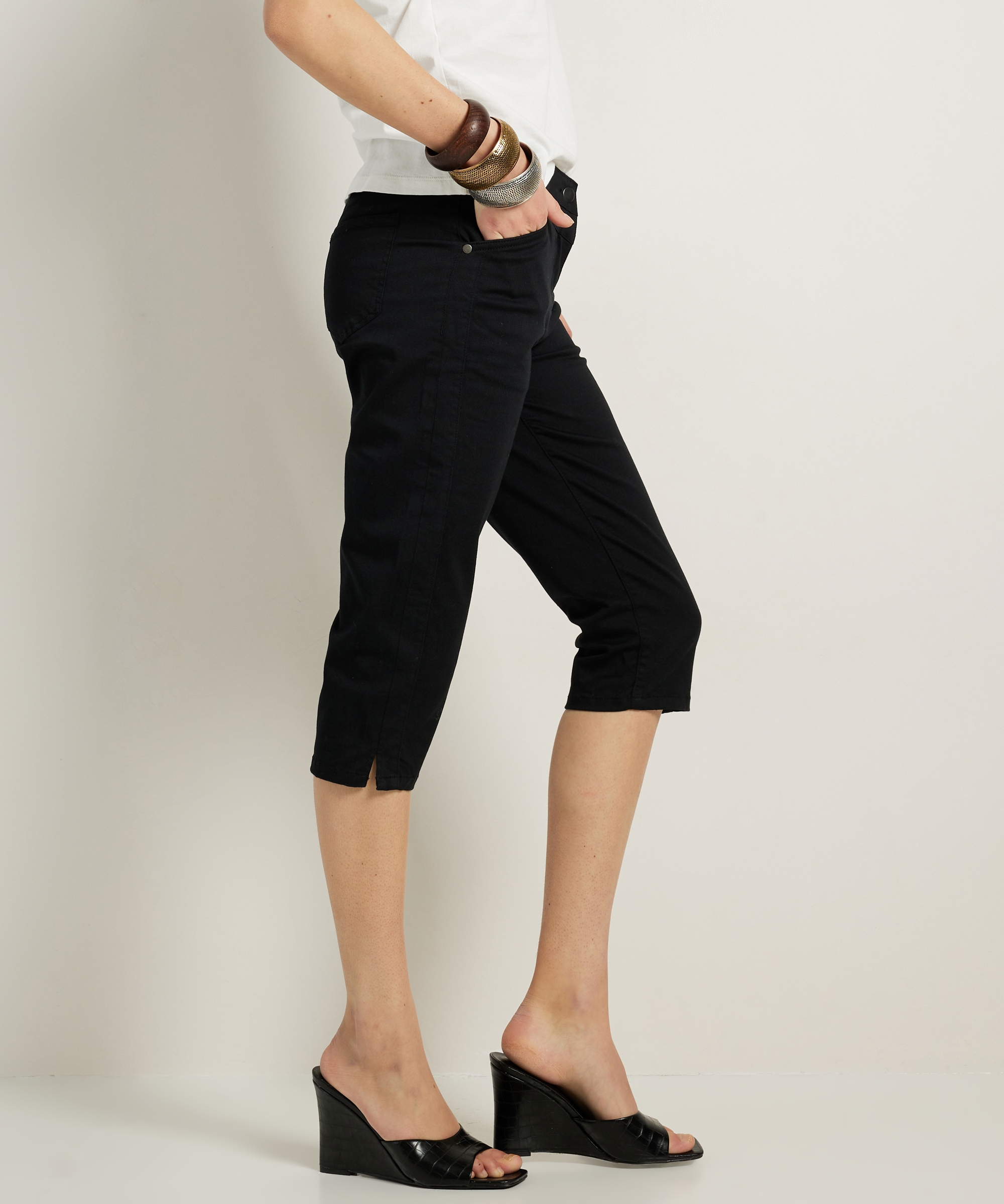 slim fit capri broek uni