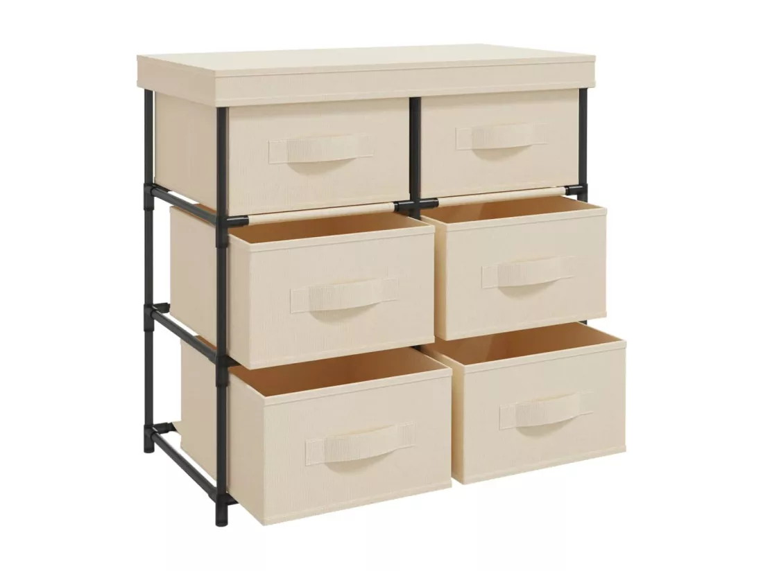 Armoire de rangement avec 6 tiroirs 55x29x55 cm Crème Acier