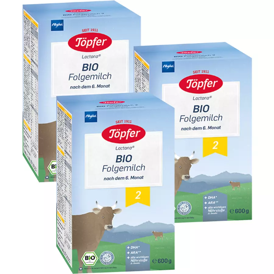 Töpfer Folgemilch Bio 2 3x 600 g ab dem 6. Monat