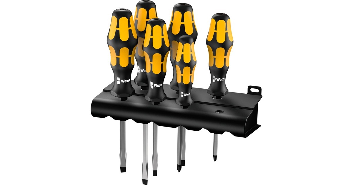 Wera932 S/6 Schroevendraaierset Kraftform + houder  (Zwart/geel, 6‑delig)