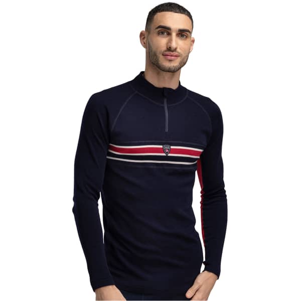 Pull DALE OF NORWAY AKSLA BASE LAYER HALF ZIP SWEATER NAVY RED OFFWHITE