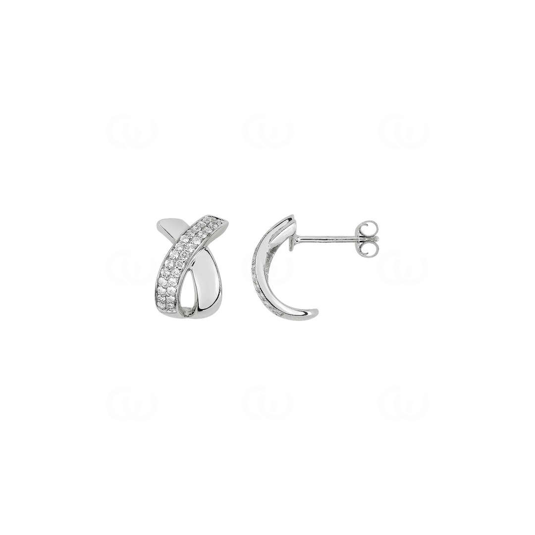 Kreolen 925 Silber rhodiniert mit Zirkonia pavé