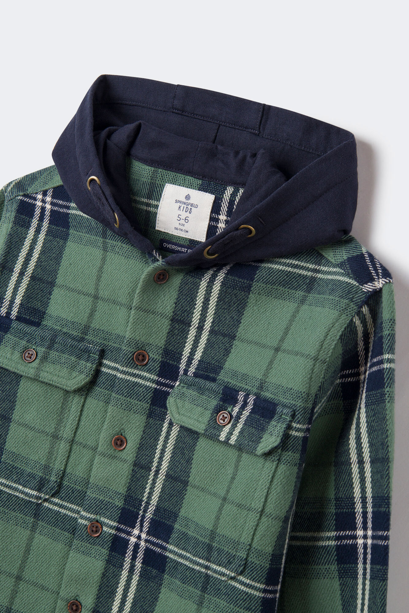 Camisa xadrez com capuz para menino