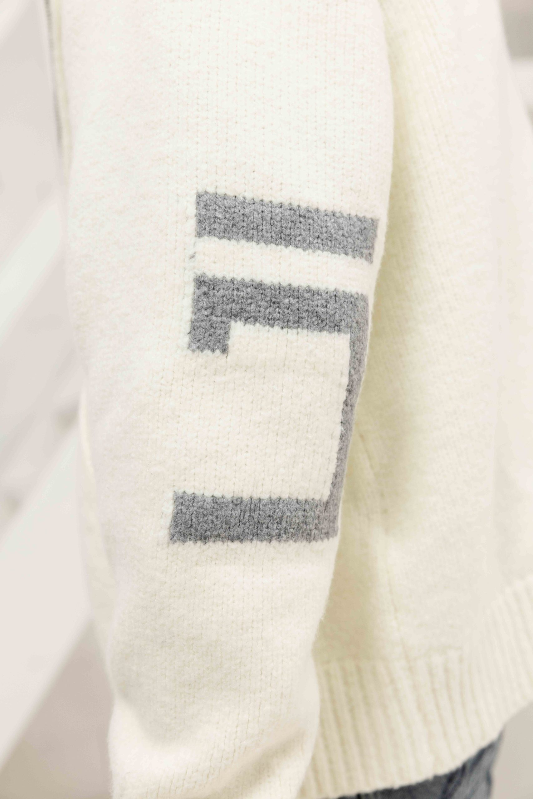 Jorcustom Splittedicon Knit Zipped Hoodie Heren Gebroken Wit