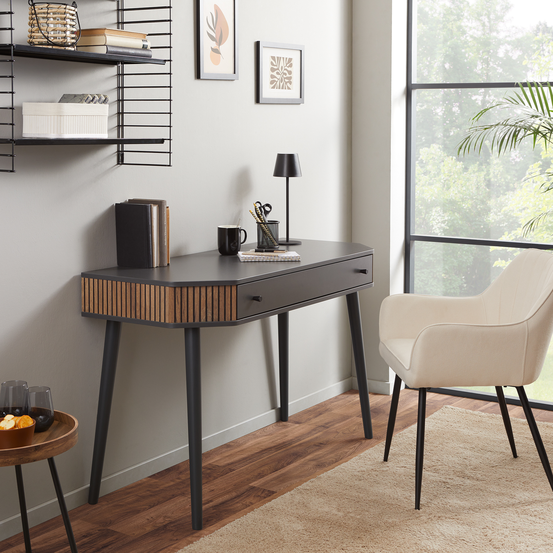 Schminktisch - anthrazit-Flagstaff Eiche - 120 cm