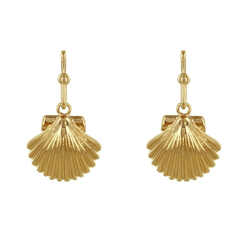 Boucles d'Oreilles Plaqué Or Coquille St Jacques