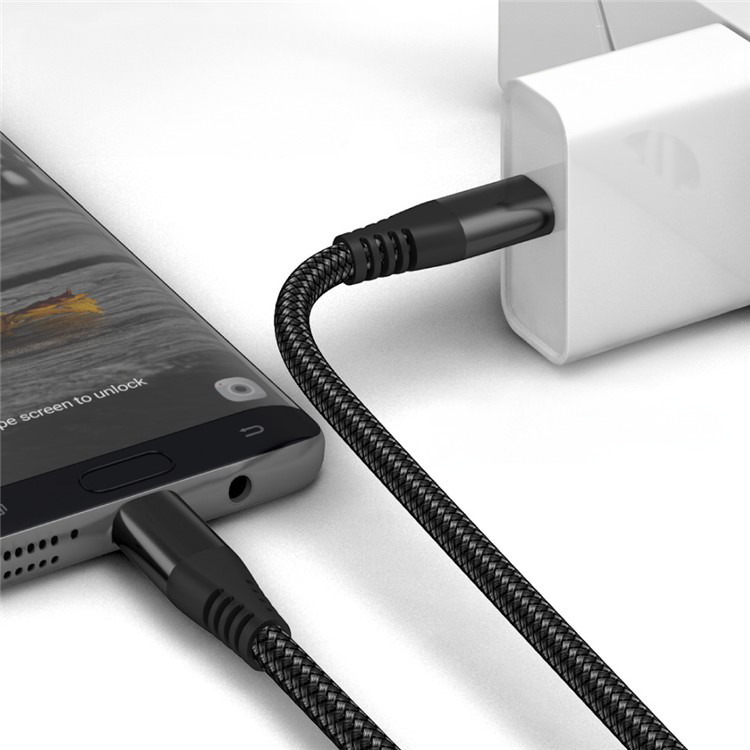 (2m) 60W USB C auf USB C Ladekabel Nylon Datenkabel - Schwarz