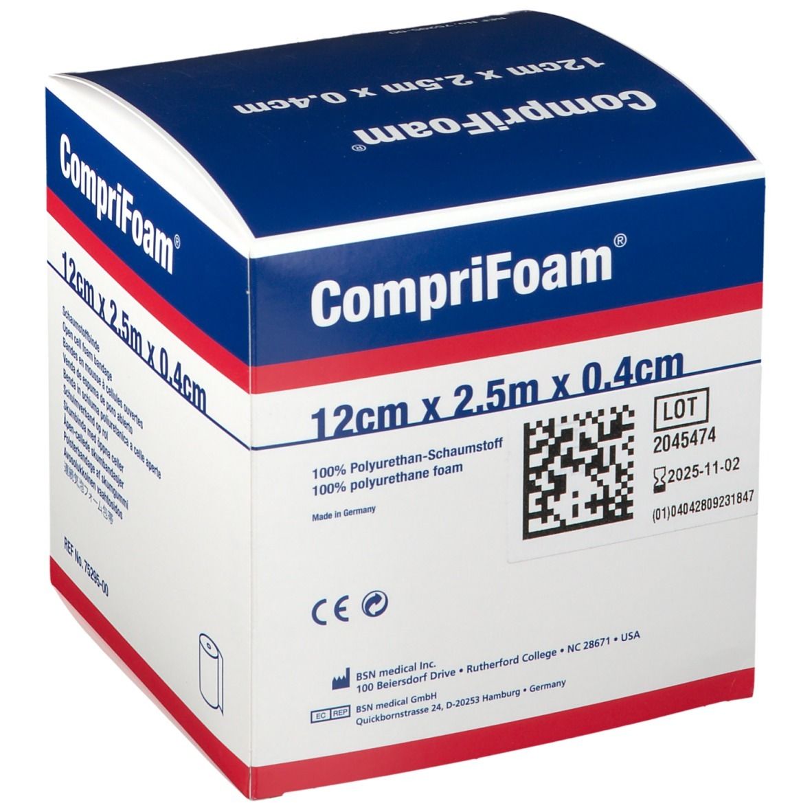 CompriFoam® Schaumstoffbinde 12 cm x 2,5 m x 0,4 cm