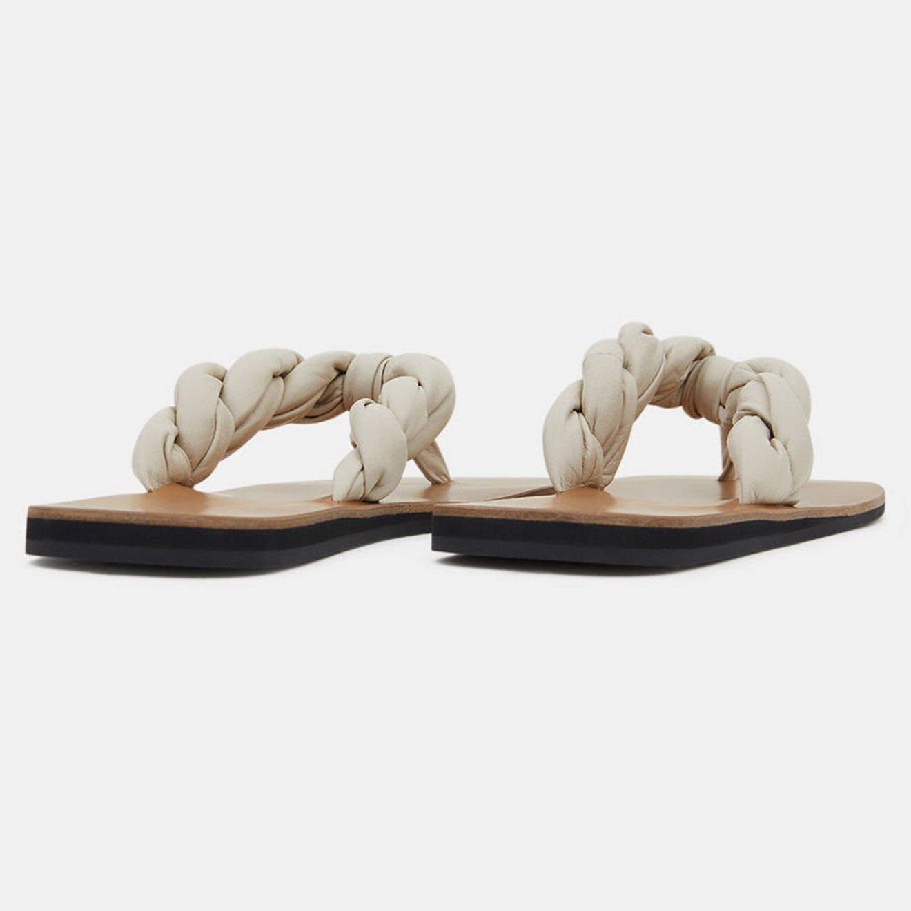 Flattered Tongs en Cuir Blanche beige clair