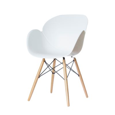 Chaise KIWOOD - avec accoudoirs - Pied bois hêtre - blanc - pack de 2