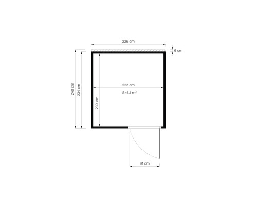 Bertilo Cubo 2 Kantoor tuinhuis inclusief vloer, 226 x 240 cm, antraciet