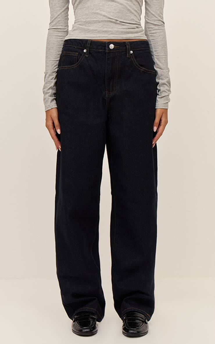 Bleu Indigo Foncé Jean Boyfriend Taille Haute