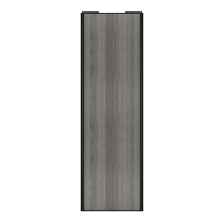 Porte de placard coulissante effet chêne grisé profil noir GoodHome Arius H. 248,5 x L. 77.2 cm + amortisseurs