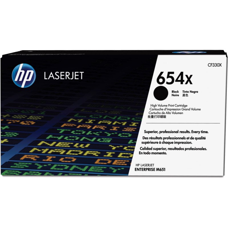 HP 654X toner noir grande capacité LaserJet authentique avec toner ColorSphere