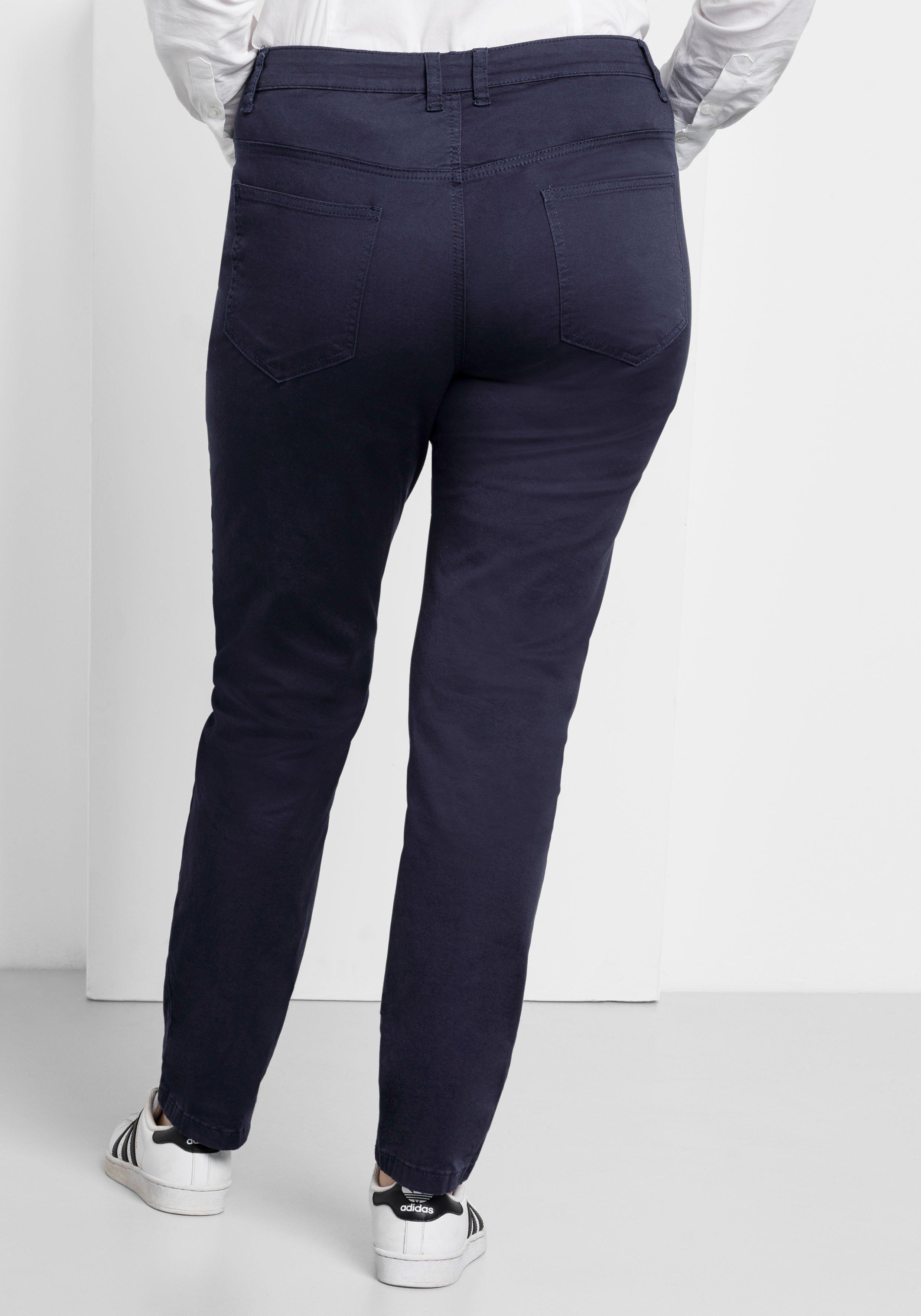 Schmale Stretchhose aus Baumwoll-Twill