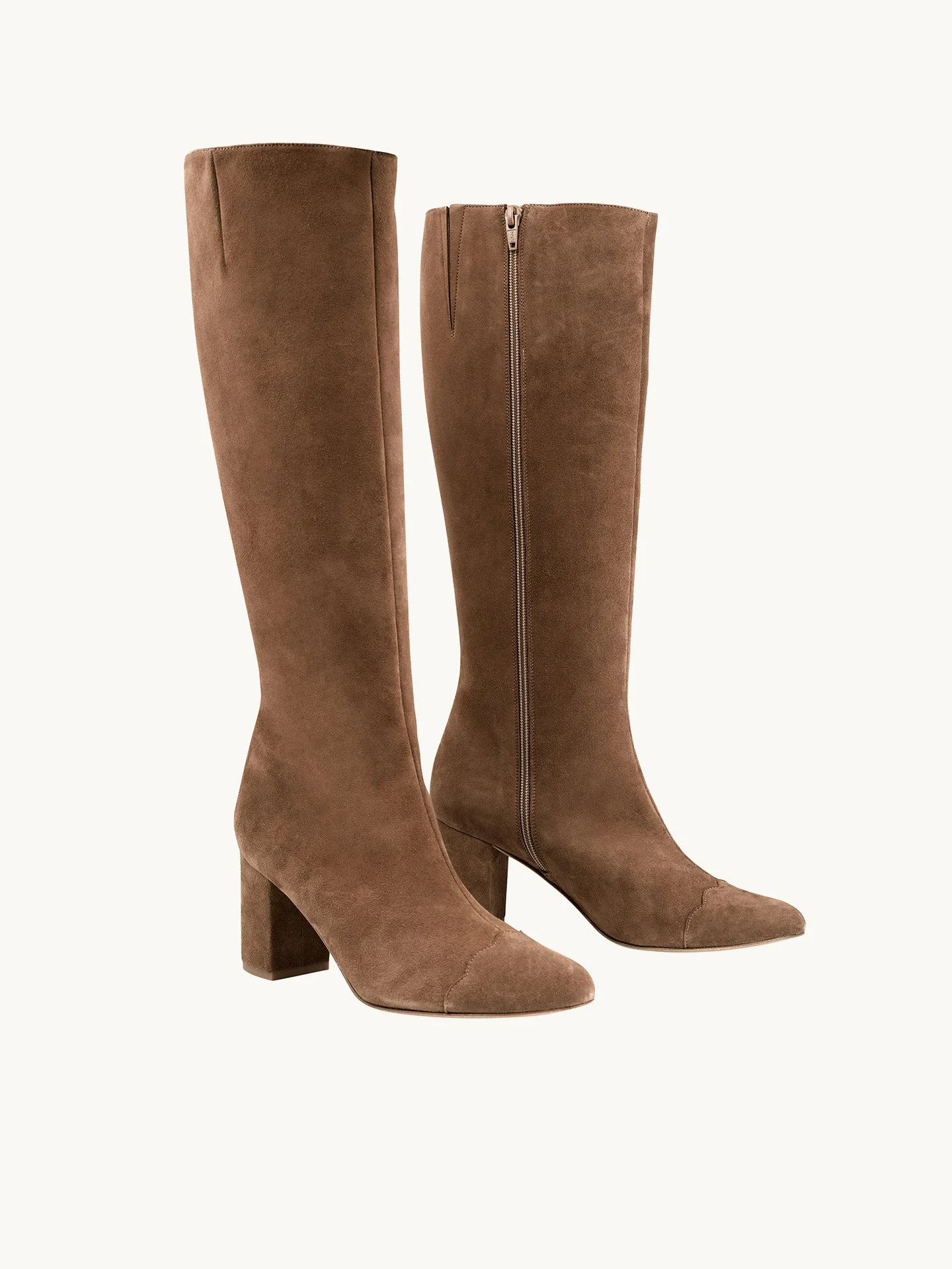FREYA SUEDE PRALINE - Bottes à talon en cuir velours | Marron