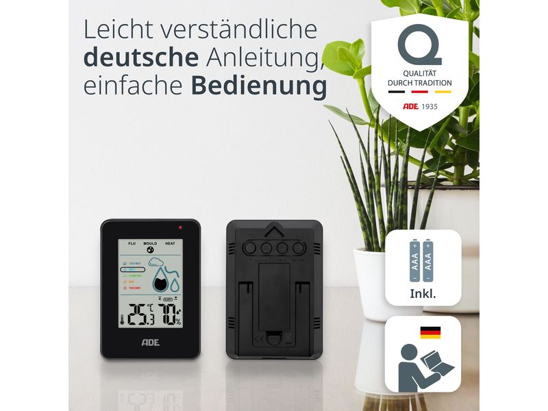 ADE Thermo-/Hygrometer digital Schwarz Digitales Thermo-/Hygrometer