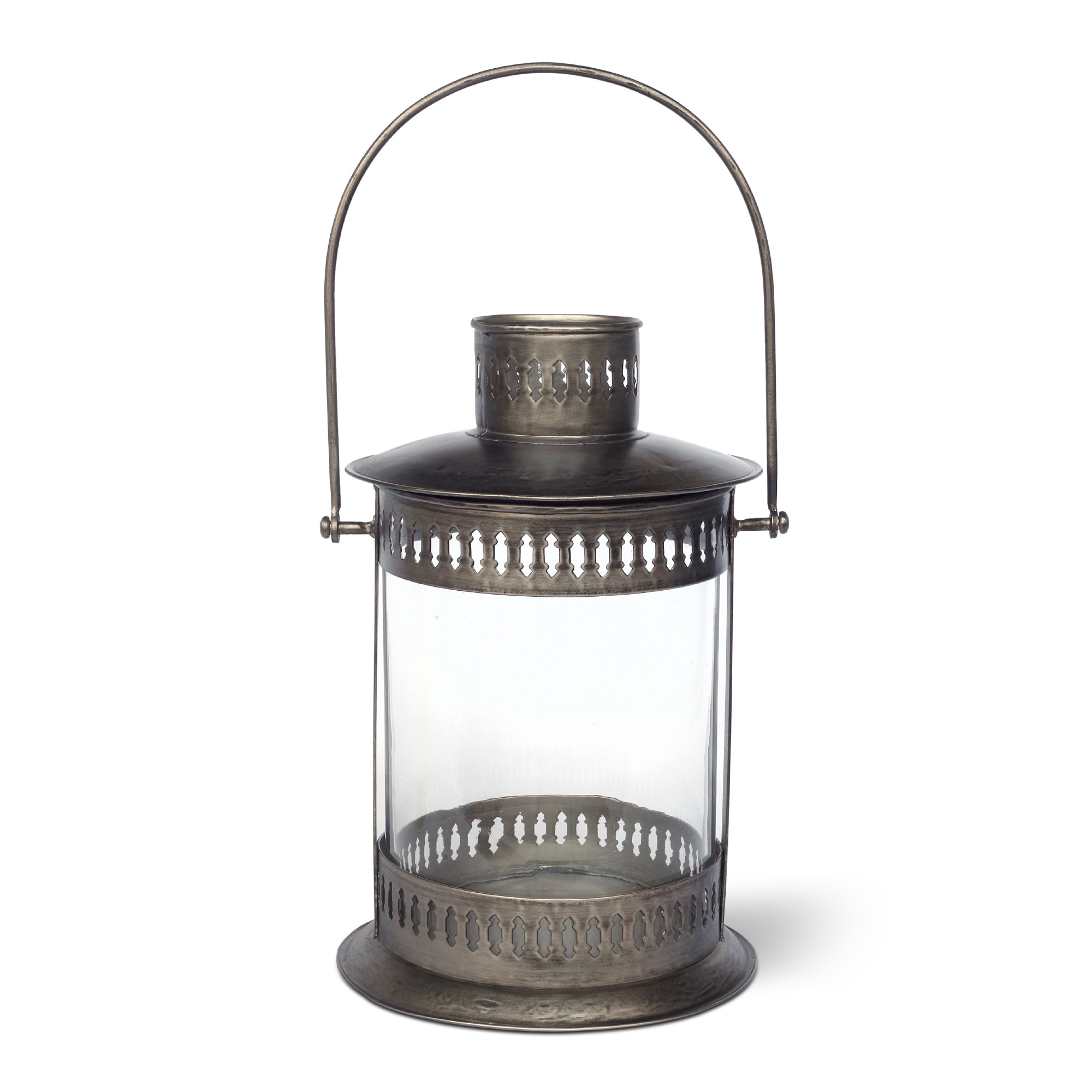 Laterne rund, vernickelt, H 28,5 cm, Ø 21 cm von fischer's lagerhaus