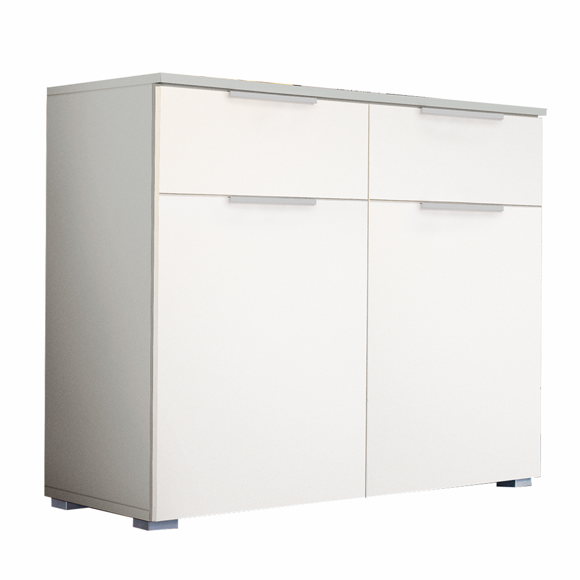 Kommode - Alpinweiß - seidengrau - 93 cm
