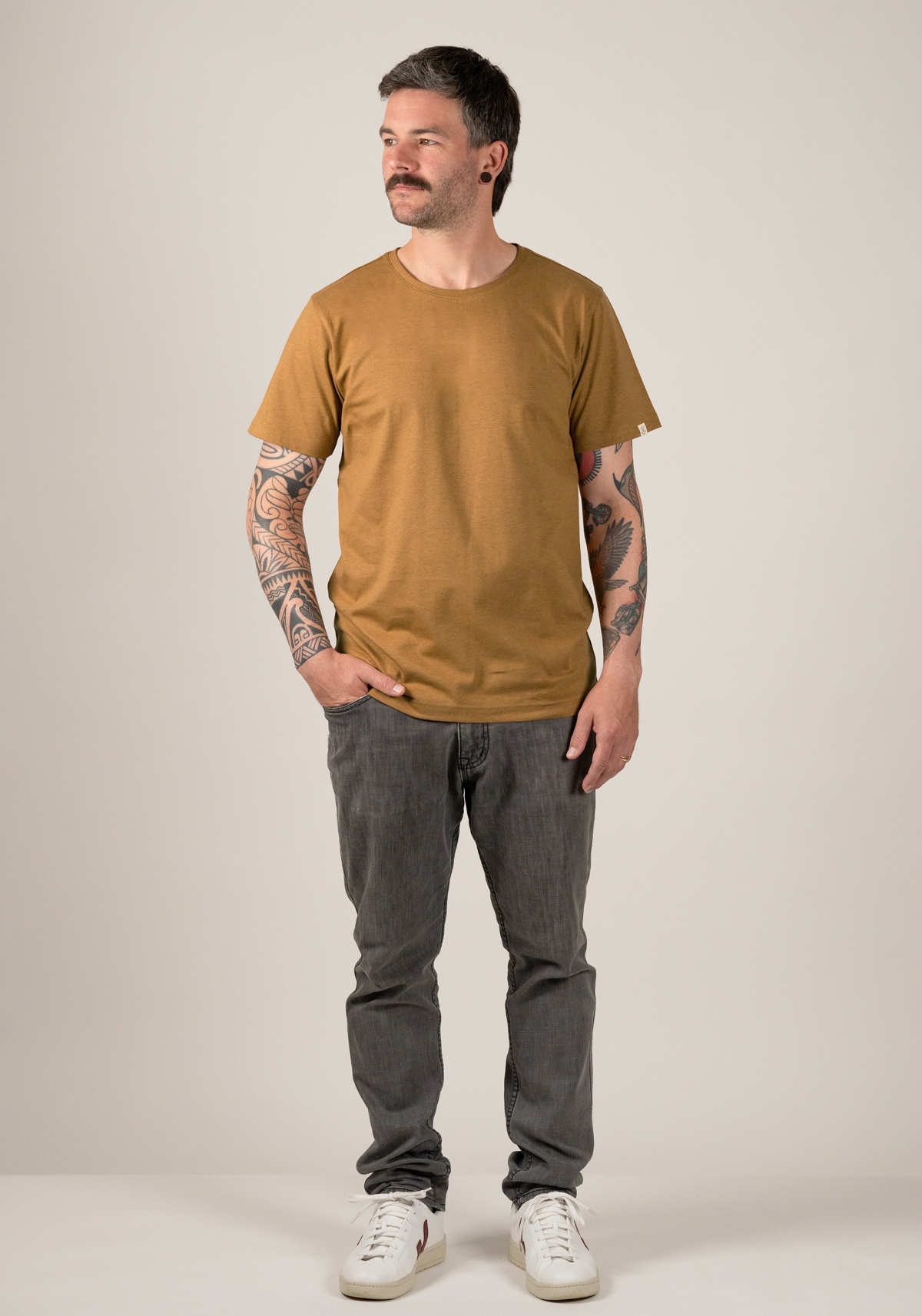 WE ARE ZRCL Herren-T-Shirt Basic Melange Ocker