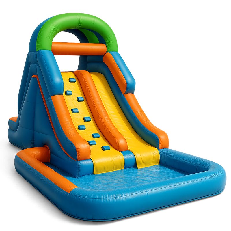 Aufblasbares Kinderspielzentrum Rutsche mit Kletterwand und Pool PVC M